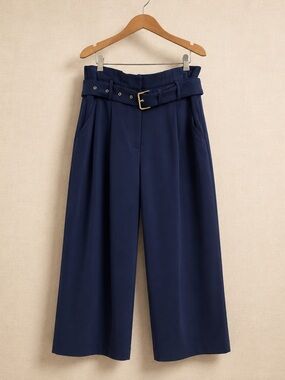 MICHAEL KORS Navy Wide Leg Culotte Dress Pants Cropped Trousers 4